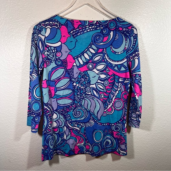 LILLY PULITZER boatneck top gold buttons - Picture 3 of 5